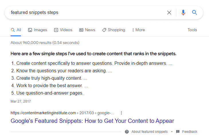 Featured Snippet - Schritte