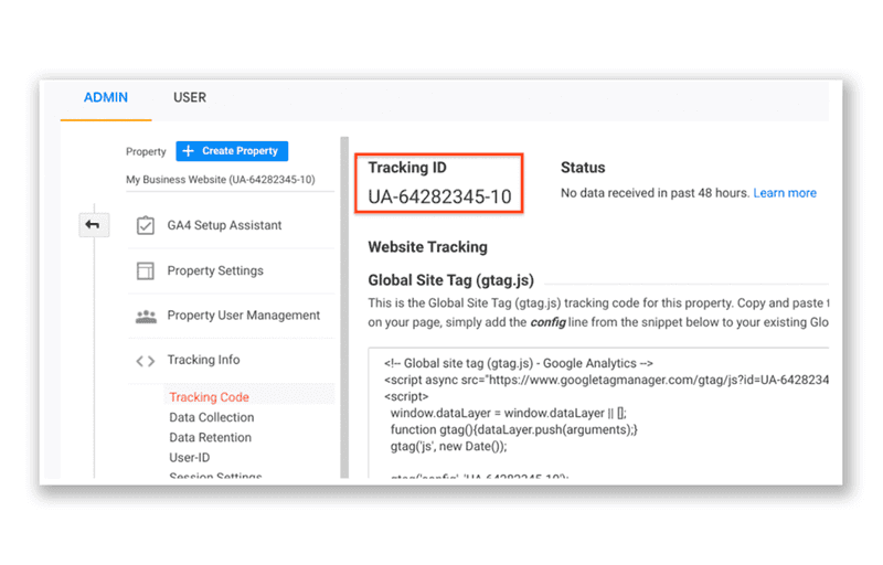 Missing Google Analytics code