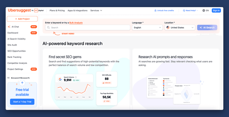 Ubersuggest Semrush alternative
