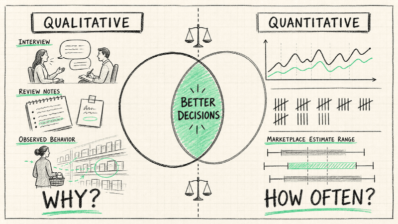 Qualitative evidence explains why; quantitative evidence estimates how often. Strong research needs both