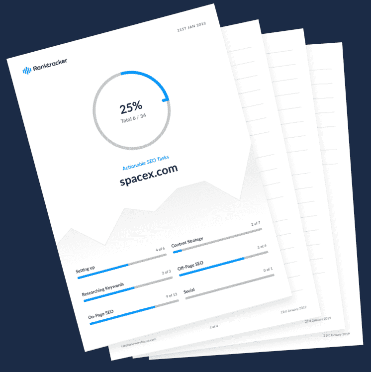 Peržiūrėkite "Ranktracker" ataskaitos pavyzdį